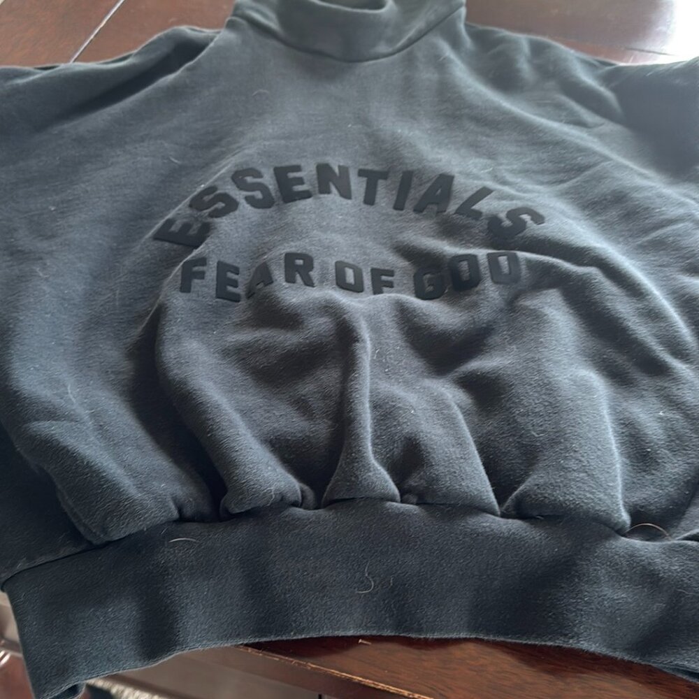 Fear of God Essentials Hoodie Sweatshirt Pockets Men's Size S Jet Black